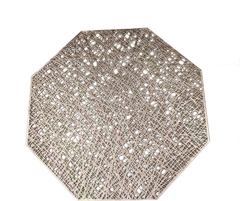 Moderno Cut Corner Pack of 6 Table Placemat  (Gold, PVC)