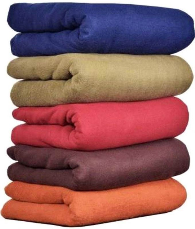 kirshinaENTERPRISES Solid Single Fleece Blanket for AC Room  (Polyester, Multicolor)