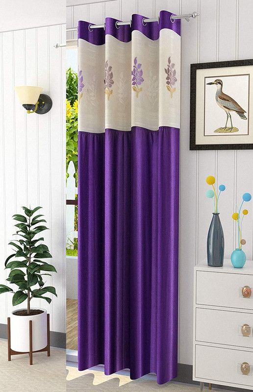 Home Utsav 153 cm (5 ft) Polyester Semi Transparent Window Curtain Single Curtain  (Printed, Purple)