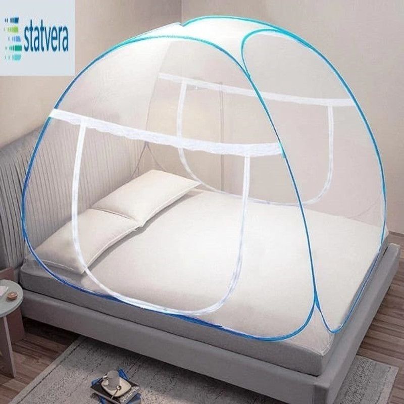 statvera Polyester Adults Washable Pro Mosquito Net, Polyester Foldable King Size Bed,Double Bed, Macchardani Mosquito Net  ((Blue, Tent), Tent)