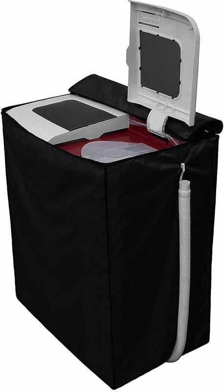 Groki Semi-Automatic Washing Machine Cover  (Width: 81.2 cm, Black)