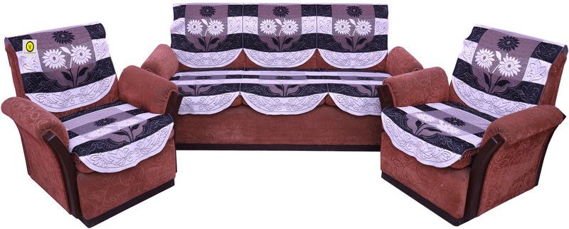 YELLOW WEAVES Polycotton Floral Sofa Cover  (Black Pack of 6)