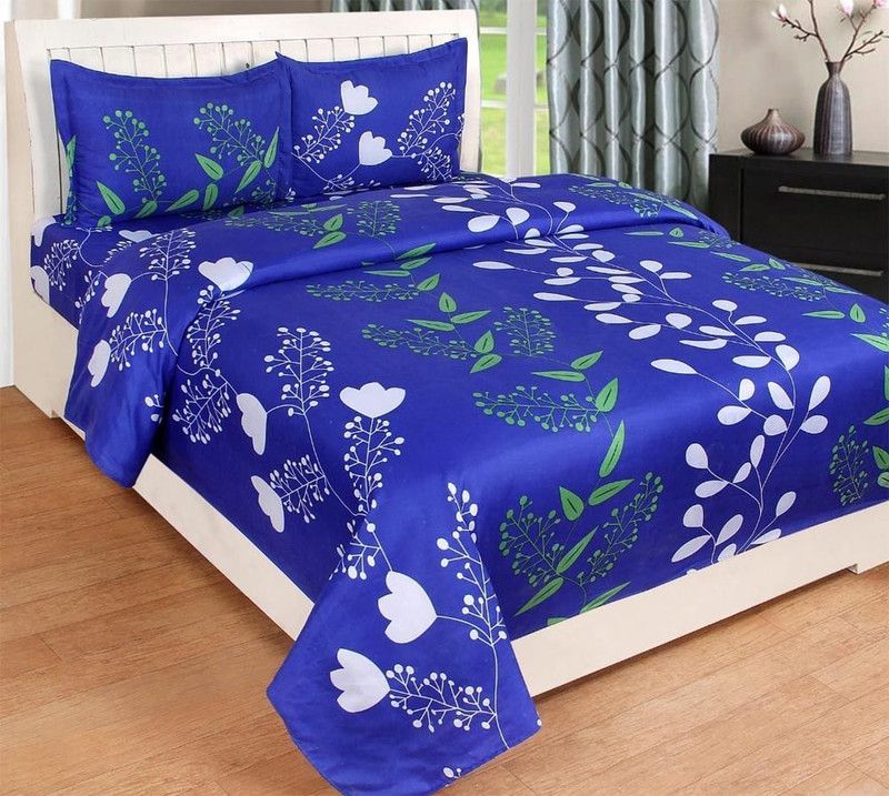 Xy Decor 150 TC Polycotton Double Printed Flat Bedsheet  (Pack of 1, Multicolor)