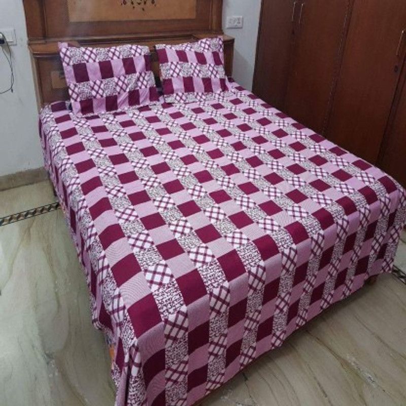 Aarvi Fab 130 TC Microfiber Double 3D Printed Flat Bedsheet  (Pack of 1, Multicolor)