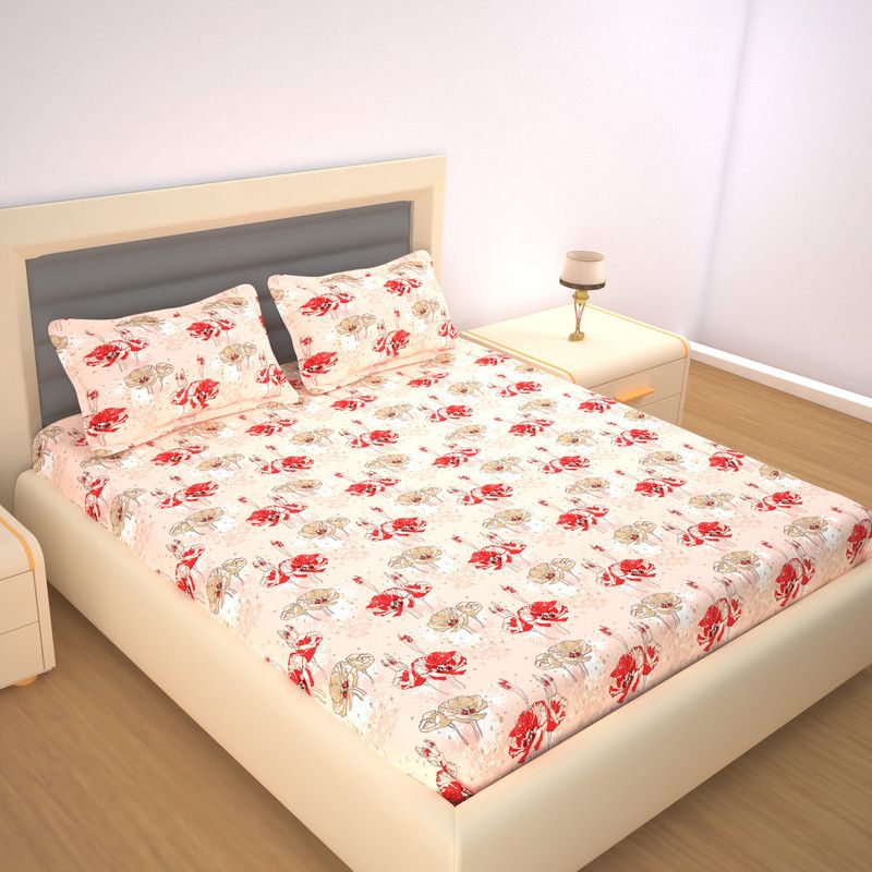 104 TC Cotton Double Bedsheet  (Pack of 1, Dusty Orange)