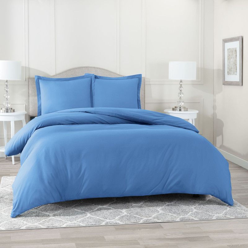 BEVI 300 TC Microfiber Double Solid Flat Bedsheet  (Pack of 1, Light Blue)