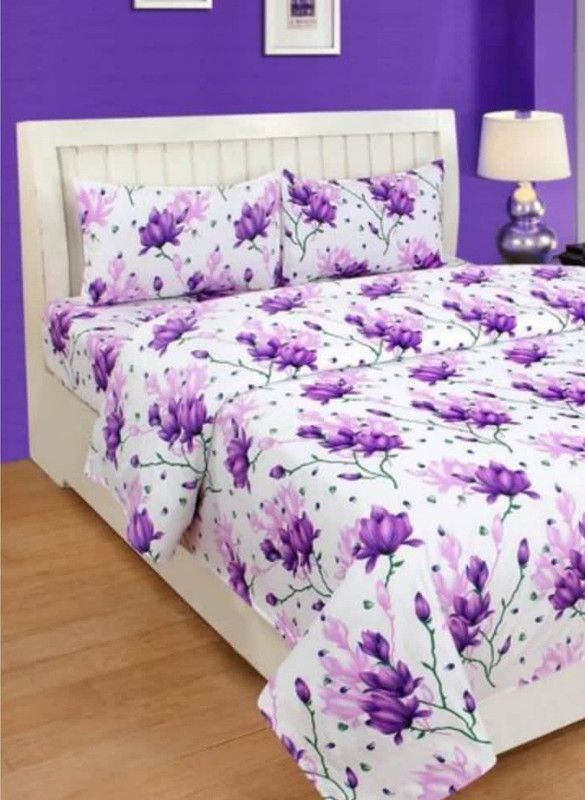 NANCY ART Polycotton Double Bed Cover  (Purple)
