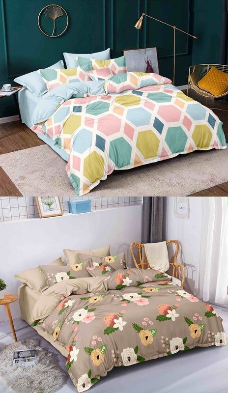 CHHILAKIYA 180 TC Polyester King Printed Flat Bedsheet  (Pack of 2, Multicolor)