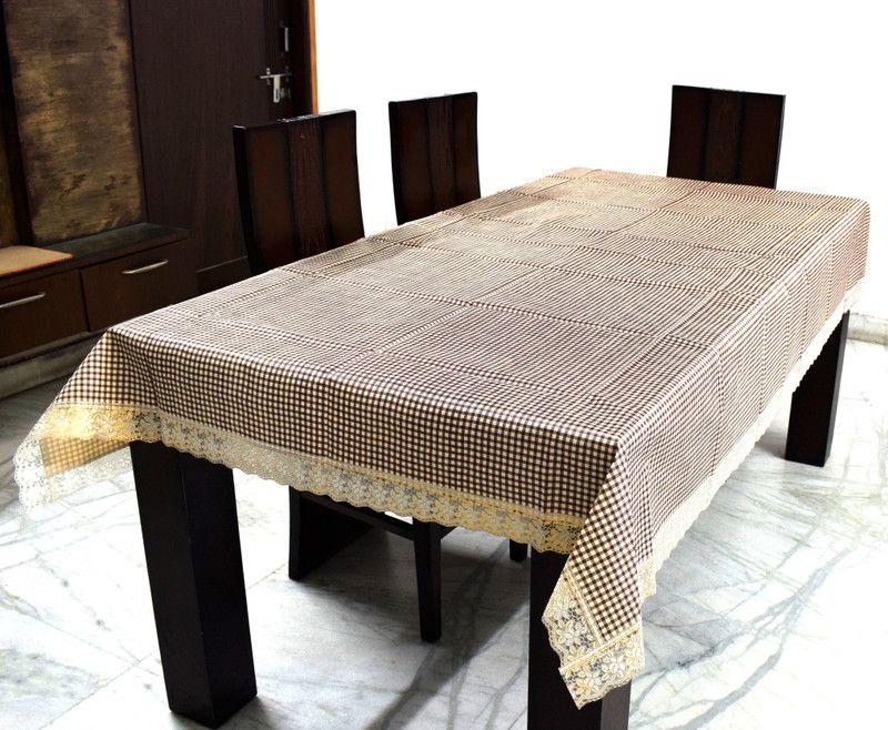 Dakshya Industries Checkered 6 Seater Table Cover  (Brown, PVC (Polyvinyl Chloride))