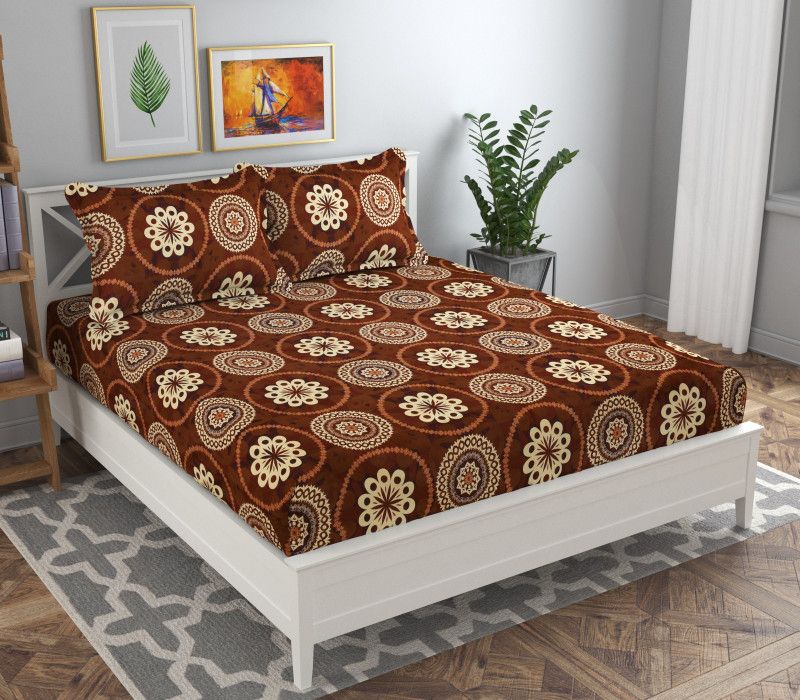 sheen decor 200 TC Cotton Double Floral Flat Bedsheet  (Pack of 1, Multicolor)
