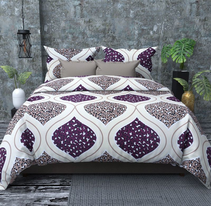 RAEXBE 220 TC Microfiber Double Printed Flat Bedsheet  (Pack of 1, Multicolor)