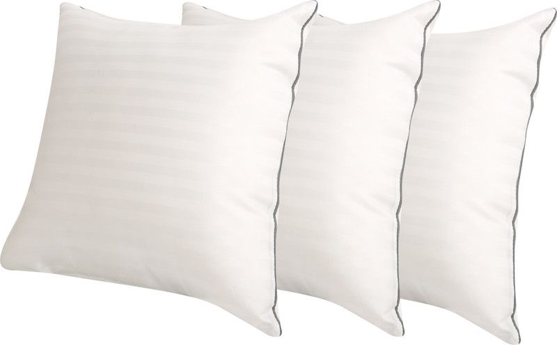 Sleep Time sofa cushion pillow set Polyester Fibre, Microfibre Stripes Cushion Pack of 3  (White)