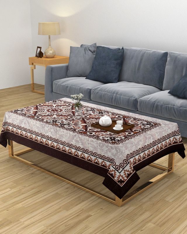 MHF Floral 8 Seater Table Cover  (Brown, Polyester)