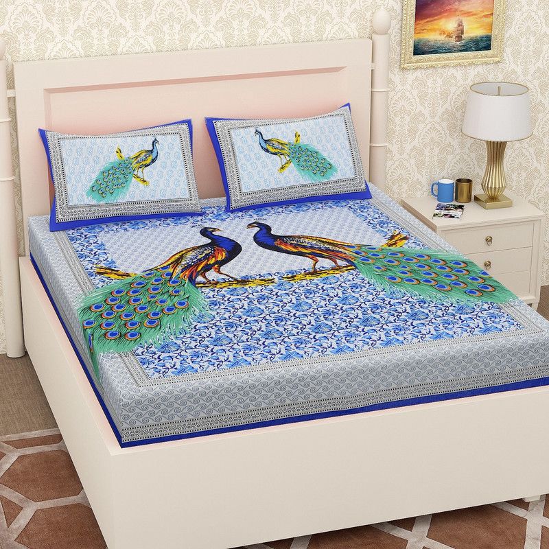 Hometrade India 130 TC Cotton Double Printed Flat Bedsheet  (Pack of 1, Red)