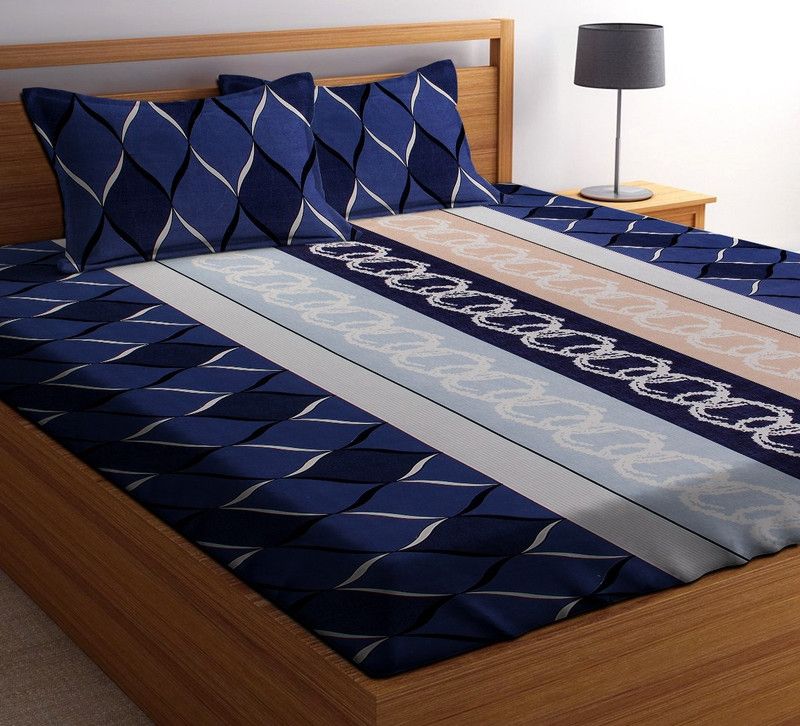 ZCI 144 TC Microfiber Double Geometric Flat Bedsheet  (Pack of 1, Multicolor)