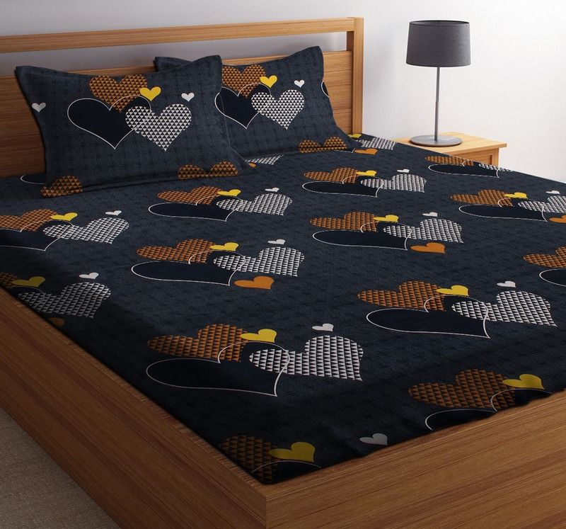 ZCI 144 TC Microfiber Double Printed Flat Bedsheet  (Pack of 1, Multicolor)