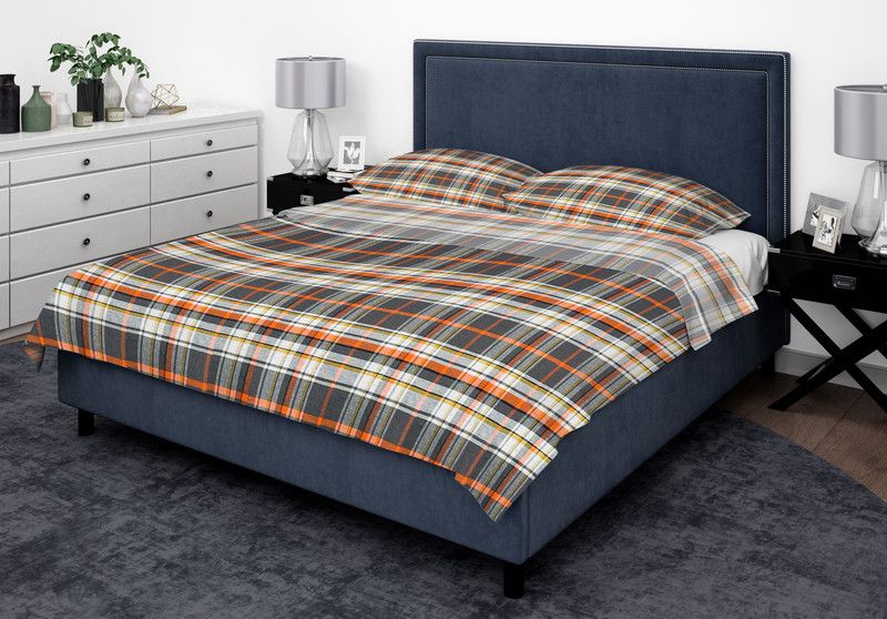 vista weaves 180 TC Cotton Double Checkered Flat Bedsheet  (Pack of 1, Grey)