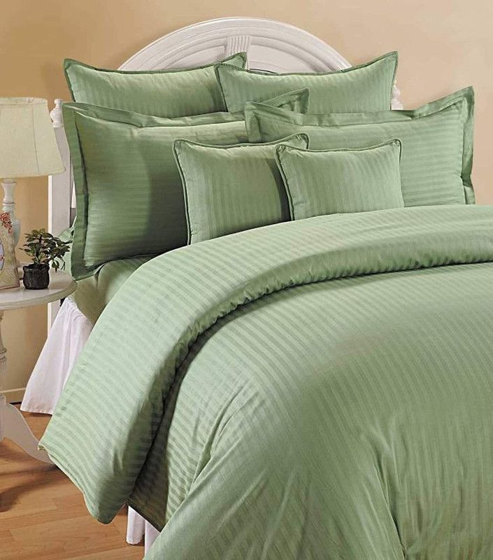 RUSTIC LINEN King Satin Duvet Cover  (Green)