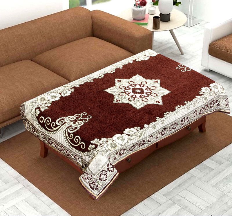 Countingbeds Floral 4 Seater Table Cover  (Brown, Velvet)