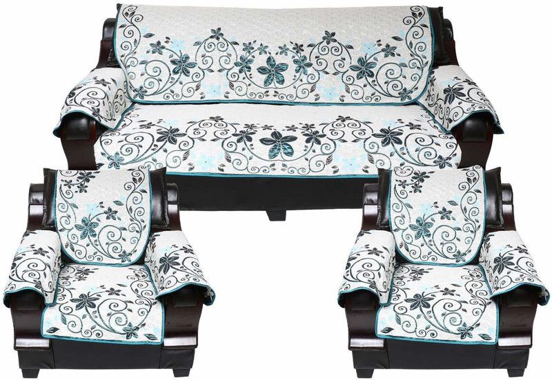 KINGLY Chenille Geometric Sofa Cover  (Sky BLUE Pack of 16)