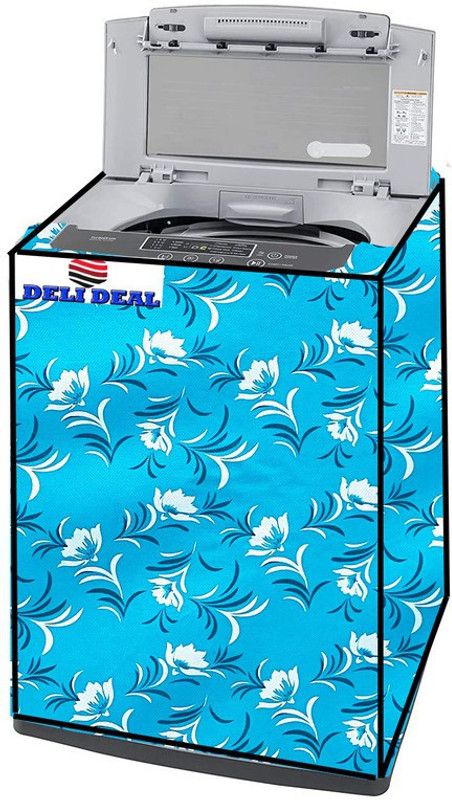Delideal Top Loading Washing Machine Cover  (Width: 53 cm, Sky Blue, White)