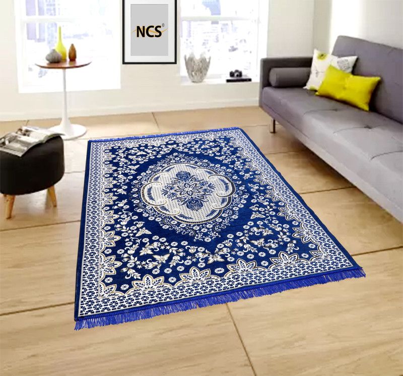 NCS Velvet Floor Mat  (NAVI BLUE, Large)