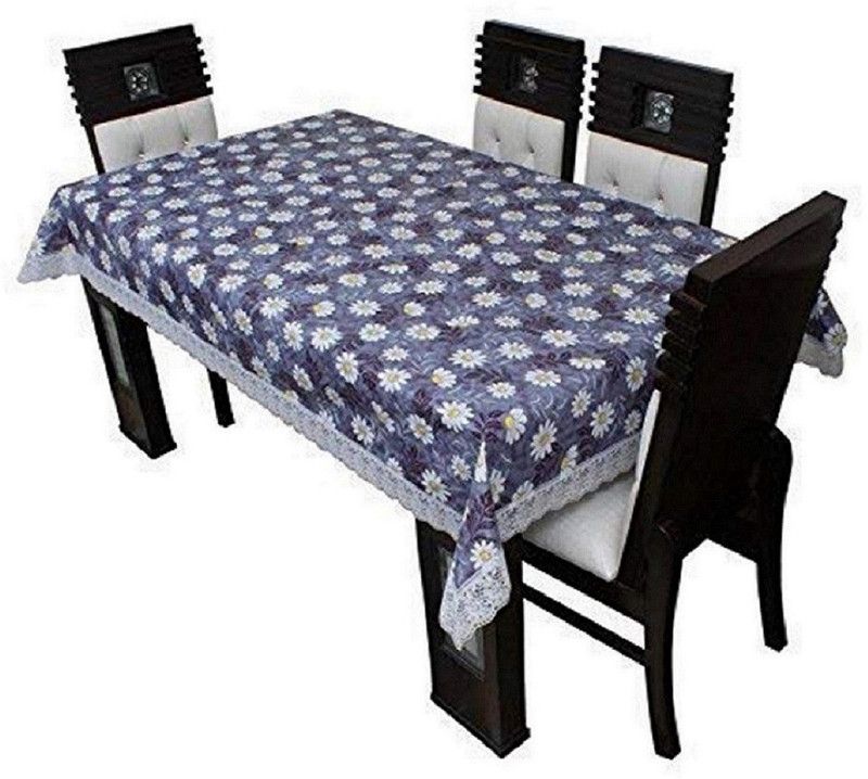 TANLOOMS Floral 4 Seater Table Cover  (Blue, PVC)