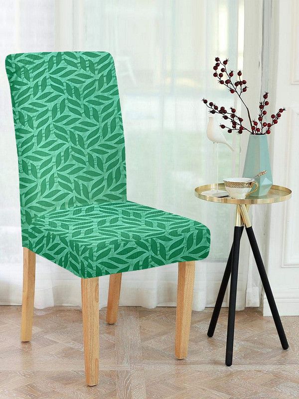 Cortina Polyester Floral Chair Cover  (Green Pack of 4)