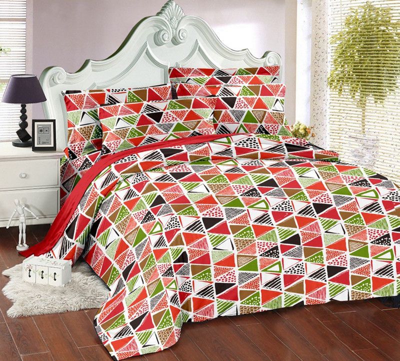 GIFTY 160 TC Cotton Queen Floral Flat Bedsheet  (Pack of 3, Red)
