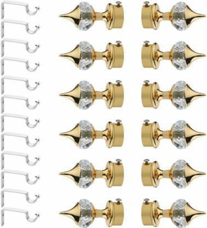 Walker's Decor Gold Rod Rail Bracket, Curtain Knobs, Curtain Hooks, Curtain Rods  (Pack of 24)
