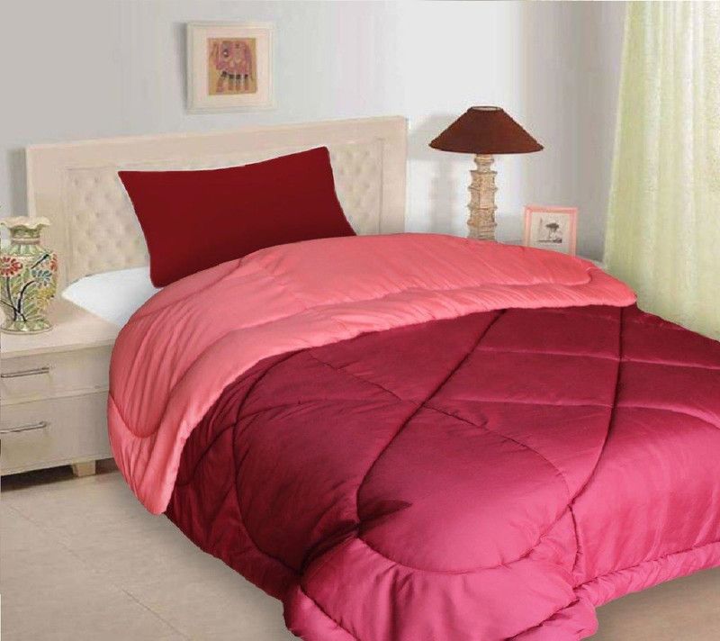 The Home Talk Solid Single Comforter for Heavy Winter  (Polyester, Maroon)