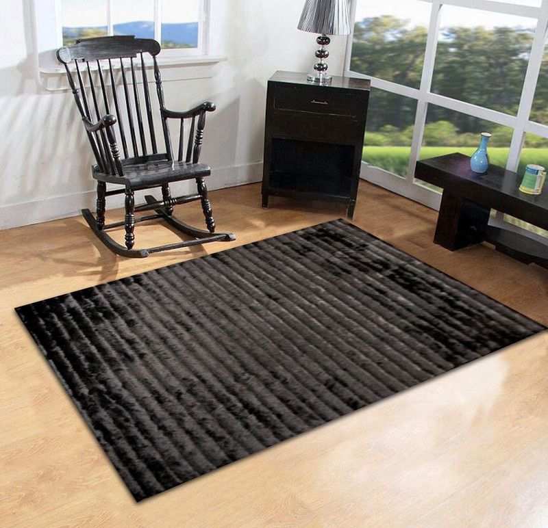 FURNISHINGLAND Black Polyester Carpet  (120 cm, X 180 cm, Rectangle)