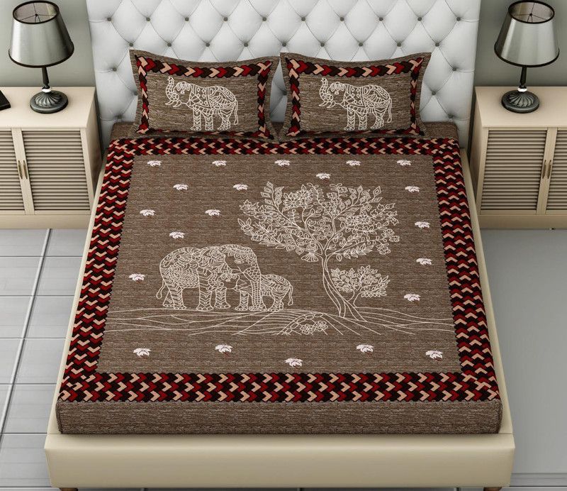 RJ 180 TC Cotton King Jaipuri Prints Flat Bedsheet  (Pack of 1, Multicolor)