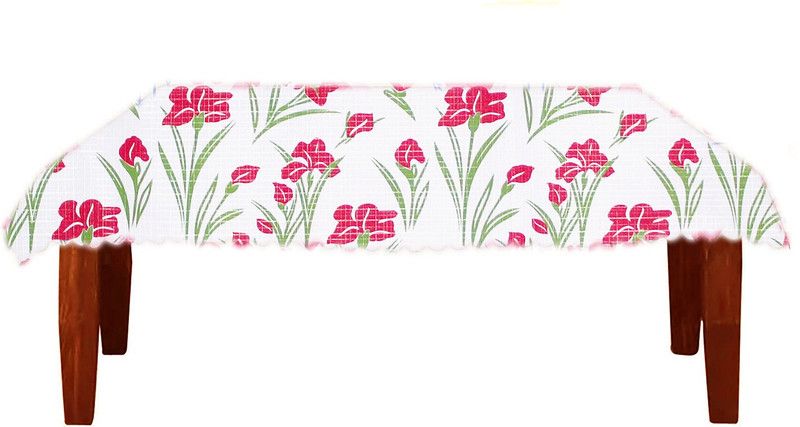 JM Homefurnishings Floral 12 Seater Table Cover  (Red, White, PVC)