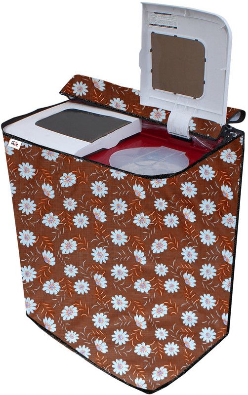 AAVYA UNIQUE FASHION Semi-Automatic Washing Machine Cover  (Width: 78.74 cm, Brown,Whiteflower)