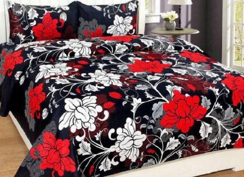 LH FIRST CHOICE 144 TC Polycotton Double Printed Flat Bedsheet  (Pack of 1, Multicolor)