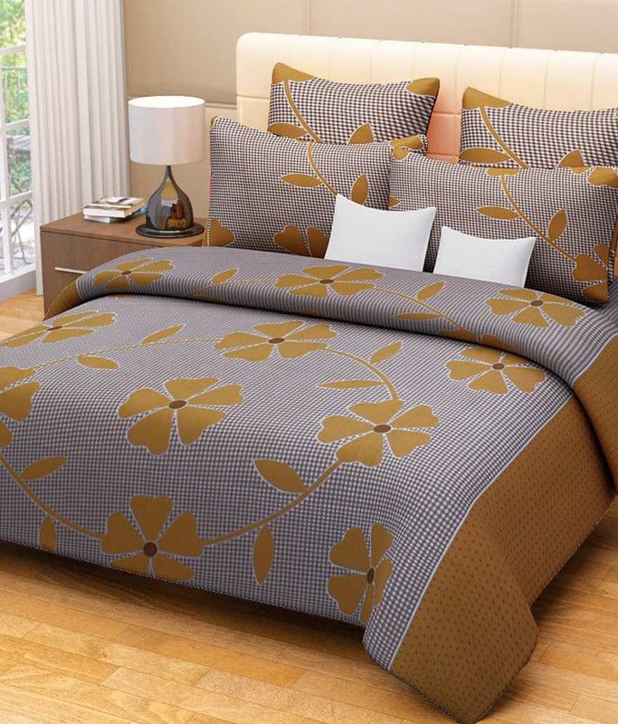 Maa Bhagwati Cotton Queen Floral Flat Bedsheet  (Pack of 1, Multicolor)