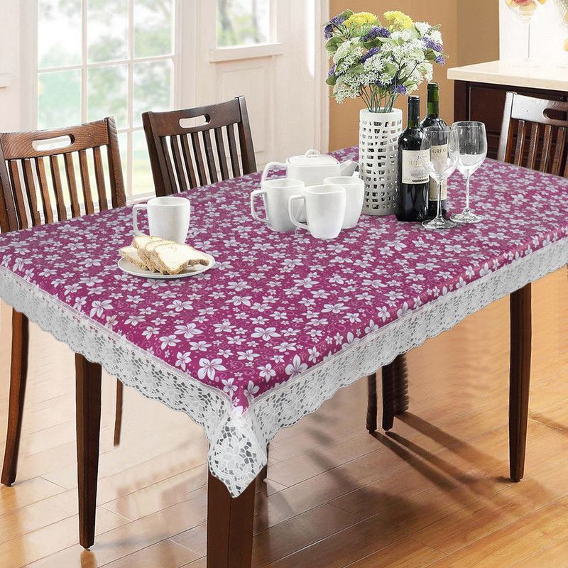 STYLZI Solid 6 Seater Table Cover  (Purple, PVC)
