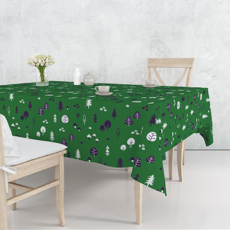 COTTON CANDY Printed 4 Seater Table Cover  (Green, Cotton)