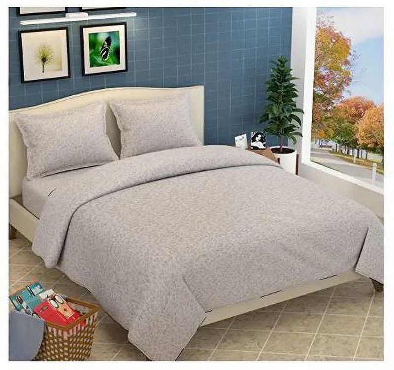 KALASHREEHOMZ 200 TC Cotton Double Printed Flat Bedsheet  (Pack of 1, Cream)