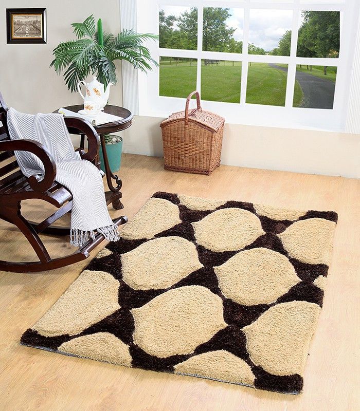 Homefurry Beige Polyester Carpet  (122 cm, X 183 cm, Rectangle)
