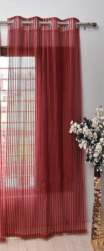 MSD Decor Hub 152 cm (5 ft) Polyester Transparent Window Curtain Single Curtain  (Self Design, Maroon)