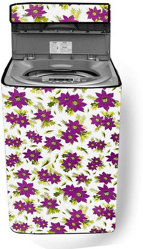 JM Homefurnishings Top Loading Washing Machine Cover  (Width: 56 cm, Purple, White)