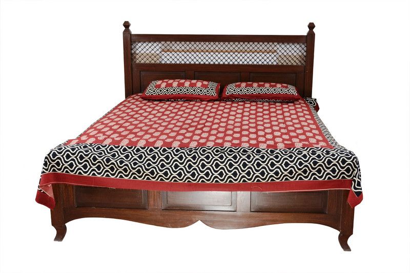 JABAMA 150 TC Cotton Double Abstract Flat Bedsheet  (Pack of 1, Maroon)