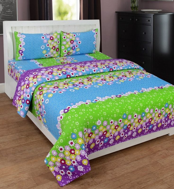 Shreejee 120 TC Polycotton Double Printed Flat Bedsheet  (Pack of 1, Multicolor)