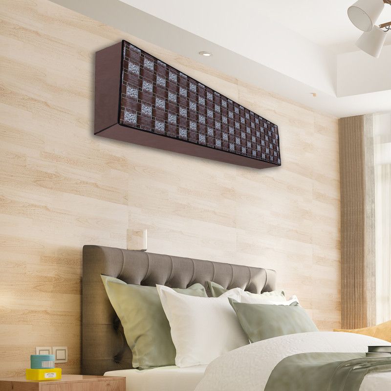 Glassiano Air Conditioner Cover  (Width: 89.154 cm, Silver, Brown)