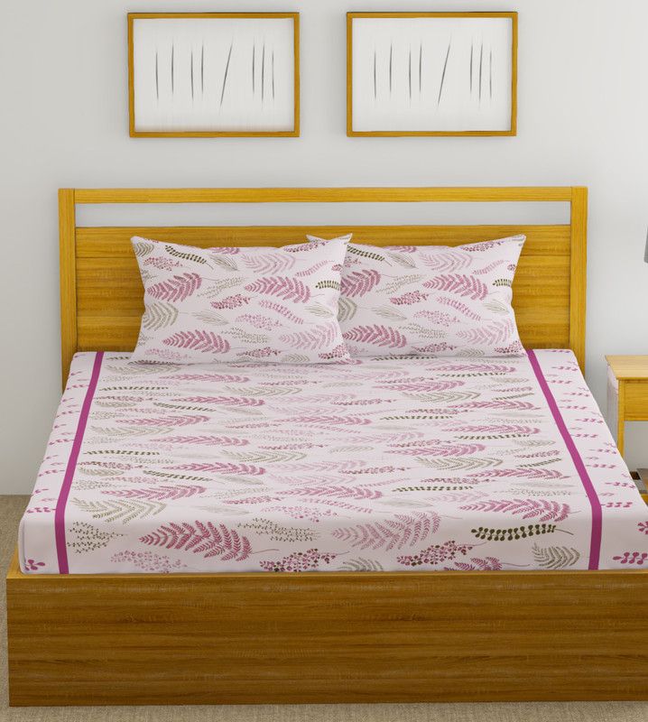 Mafatlal 144 TC Cotton Double Floral Flat Bedsheet  (Pack of 1, LAVENDER)