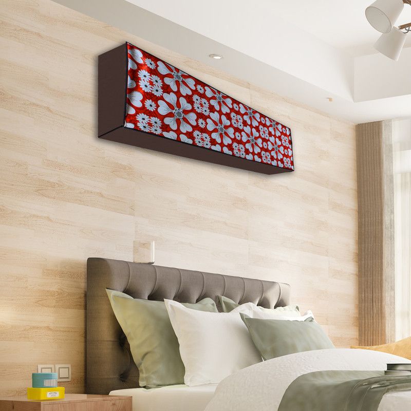 Glassiano Air Conditioner Cover  (Width: 89.154 cm, Red, Black)