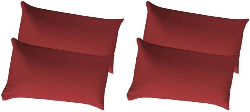 Changers Polyester Fibre Stripes Sleeping Pillow Pack of 4  (Red)
