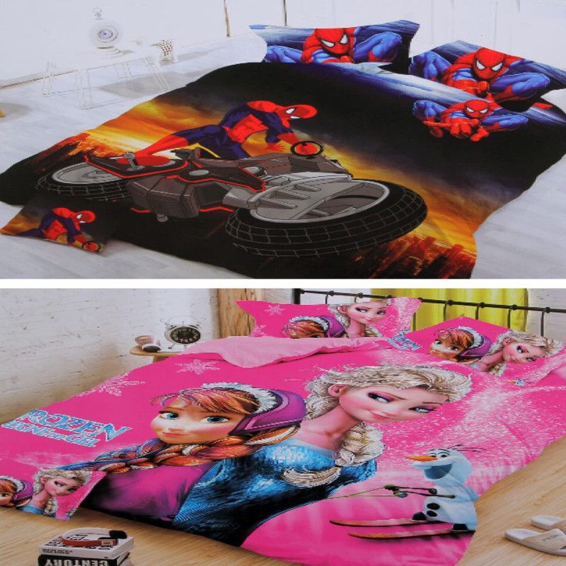 Skytex 150 TC Cotton Queen Cartoon Flat Bedsheet  (Pack of 2, Black)